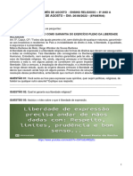 8º Ano A - Mês de Ago - Ensino Religioso - 26082022