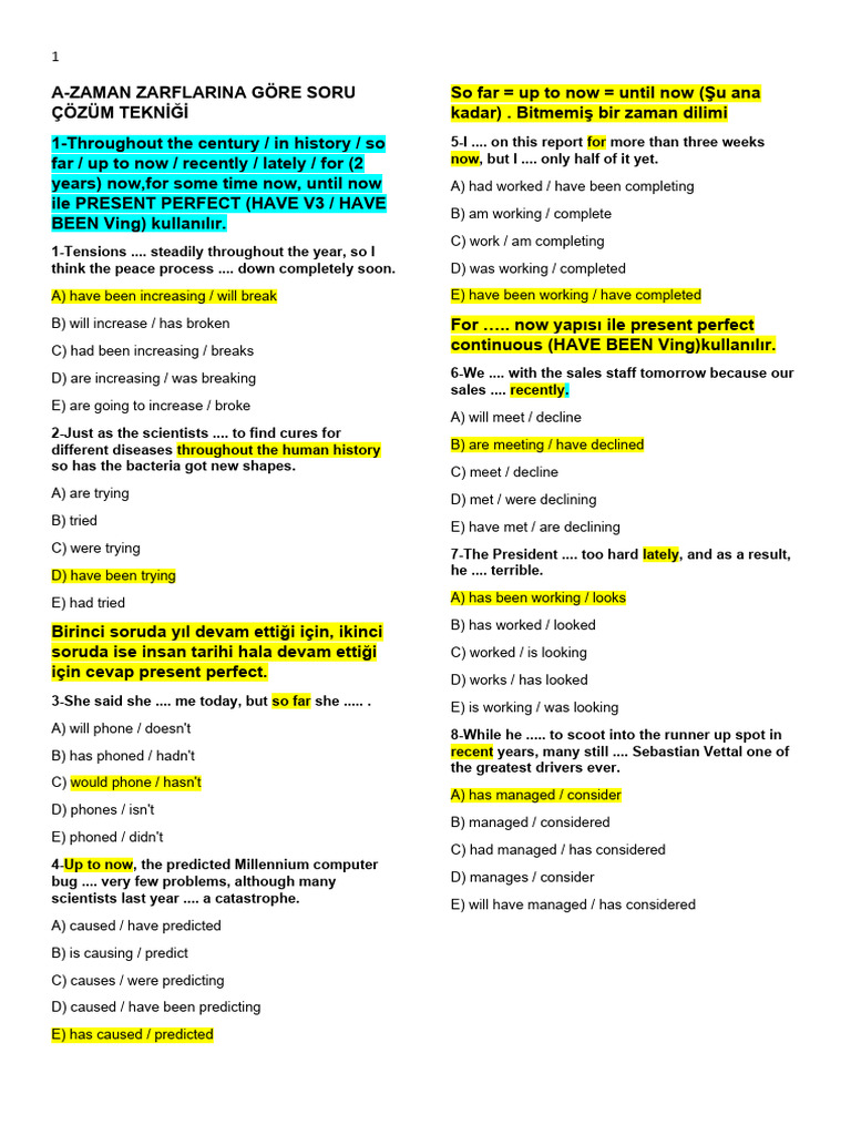 Present Perfect Tense Exercises | PDF | Language Mechanics | Grammar