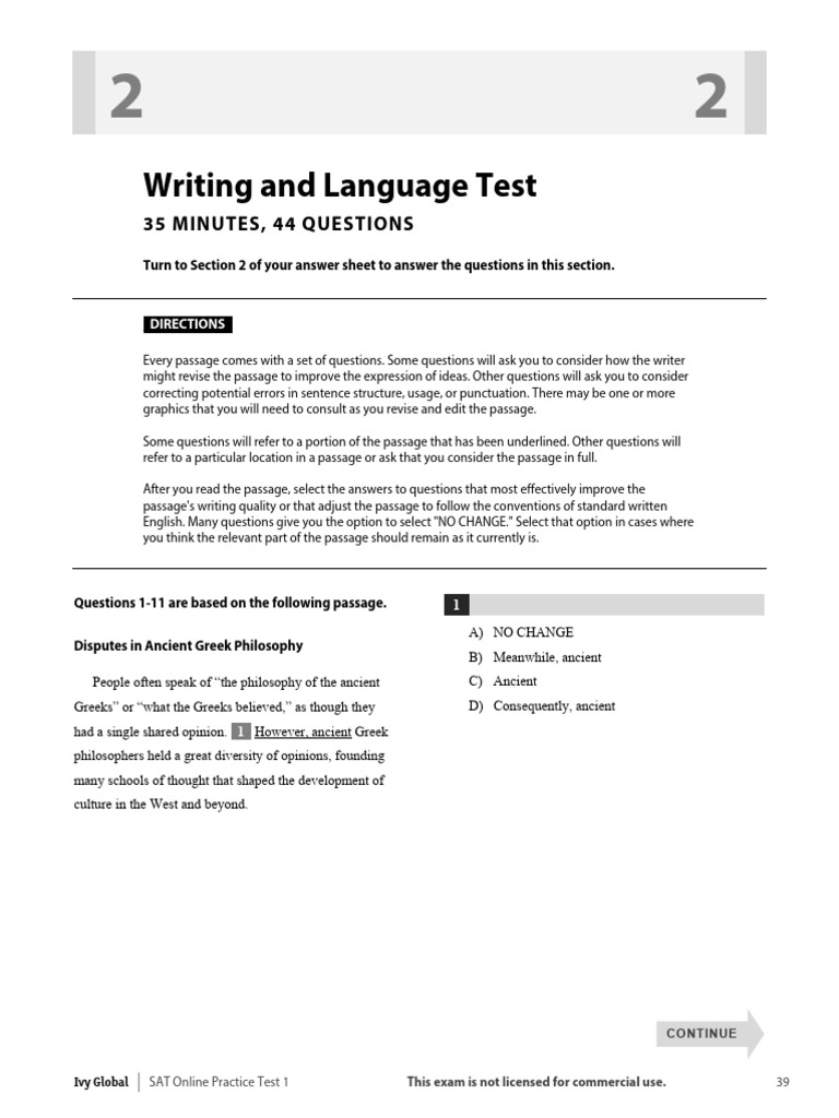 SAT Writing and Language Practice Test | PDF | Dietitian | Genetic ...