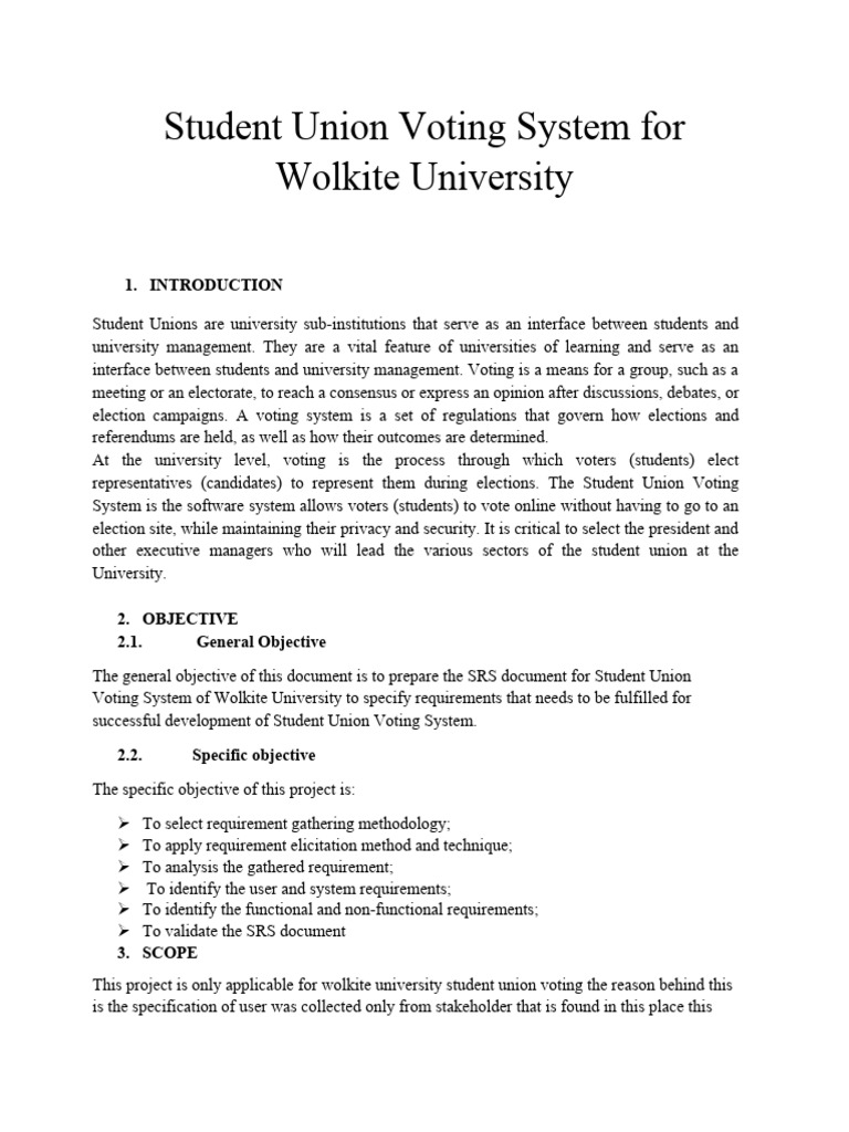 Student union voting system for wolkite university pdf voting