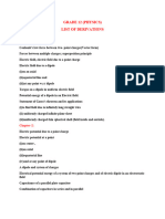 Grade 12 List of Derivations