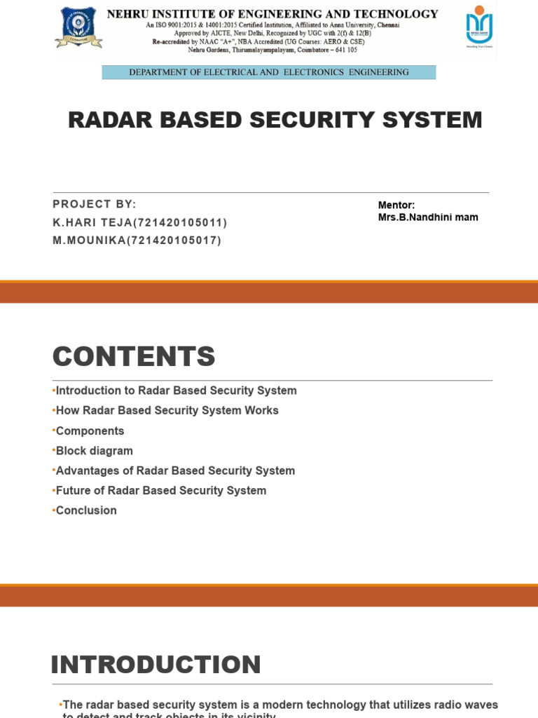 Rader Based Security System PDF Security Alarm Radar