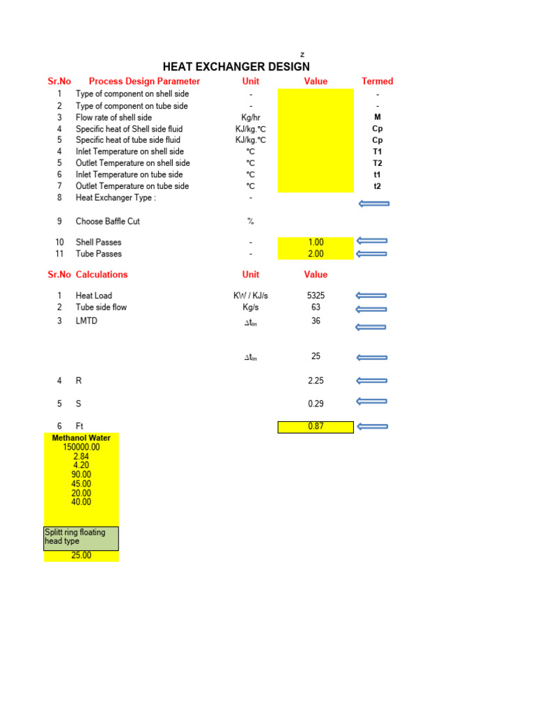 Heat Exchanger Calculation Sheet 1 PDF Heat Exchanger Viscosity