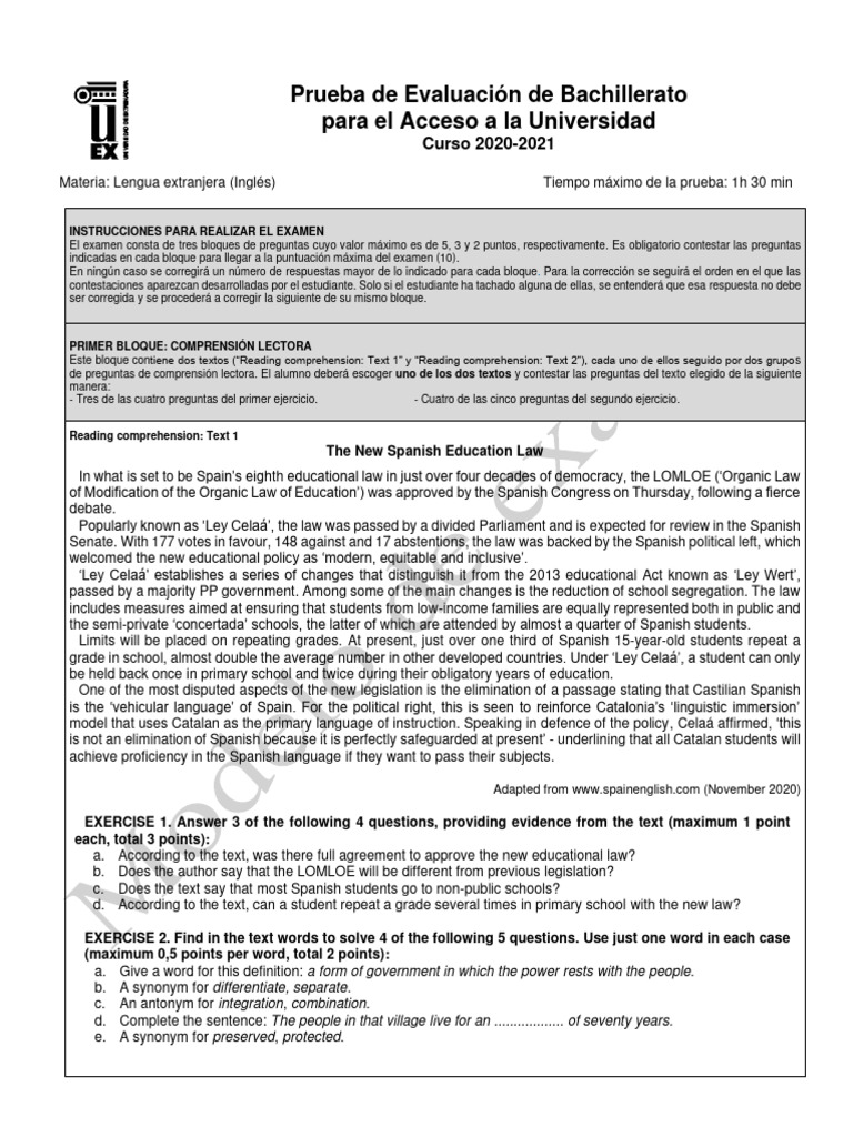 Ingles Modelo Examen3 Ebau Ext Pdf