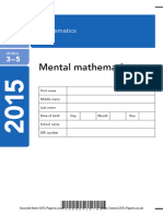 ks2 Mathematics 2015 Mental Maths Test Answer Sheet
