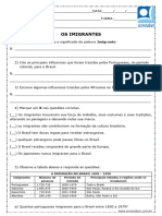 Atividade de Geografia Os Imigrantes 4 Ano e 5 Ano