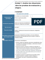 Examen - (APEB1-15%) Actividad 1 - Analice Las Situaciones Ejemplificadas, Sobre Las Pruebas de Evaluación y Diagnóstico Psicológico