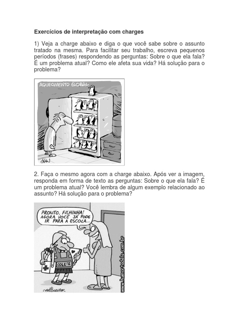 Interpretação de Charges para o 7º Ano | PDF | Poesia