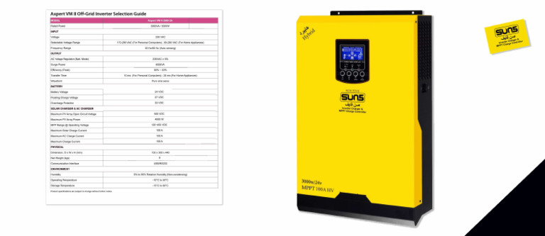 Sun5 3000W 48V 100A MPPT HV سن فايف | PDF