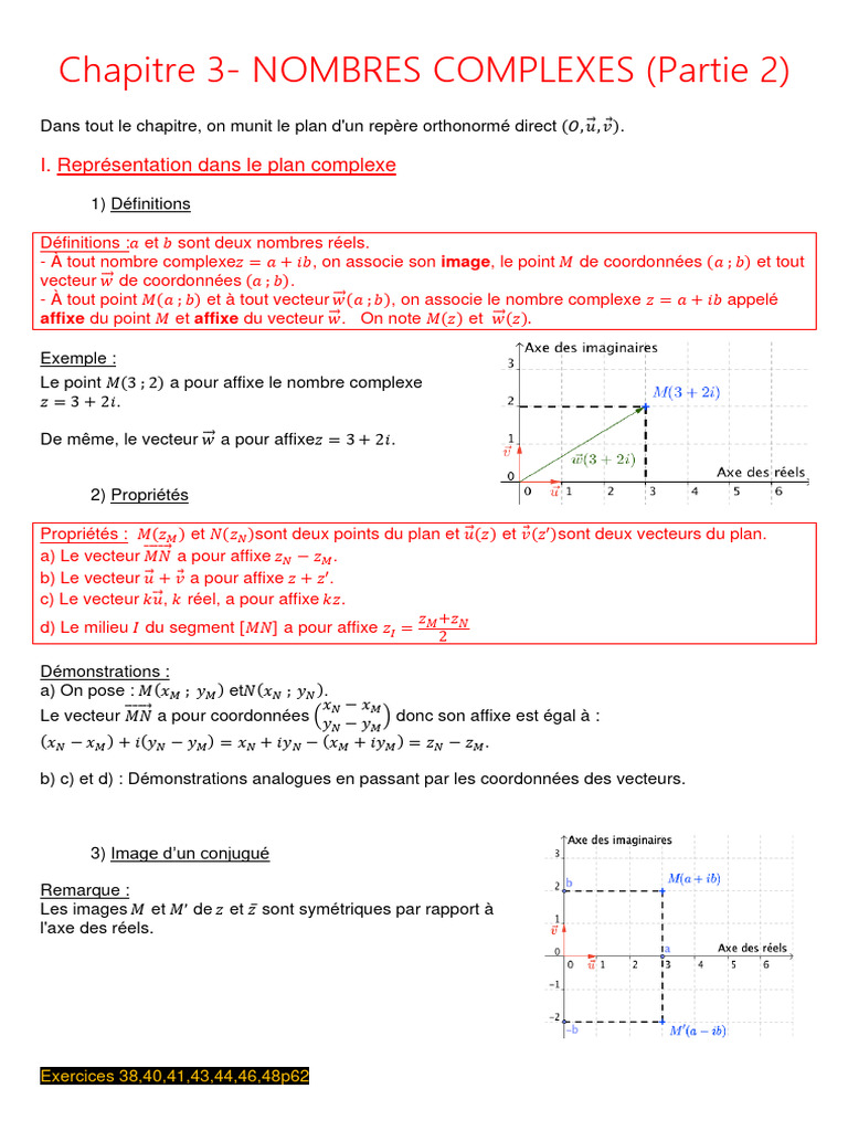 Nombres Complexes : Représentation et Propriétés | PDF | Nombre ...