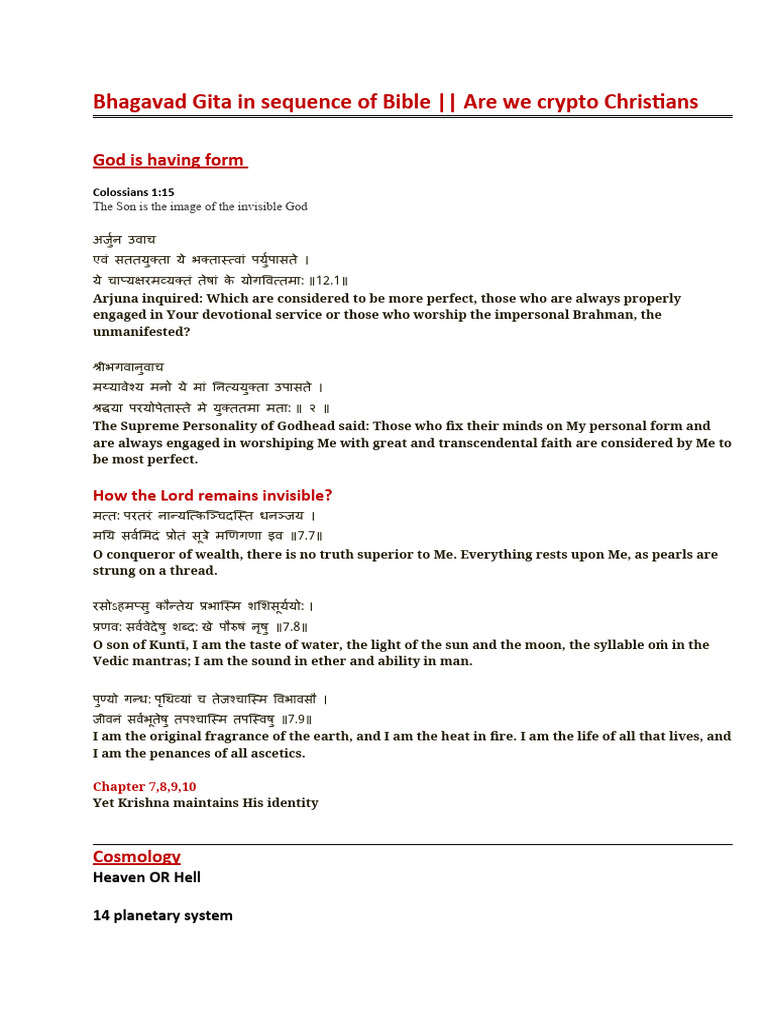 Bhagavad Gita in Sequence of Bible PDF Krishna Hinduism