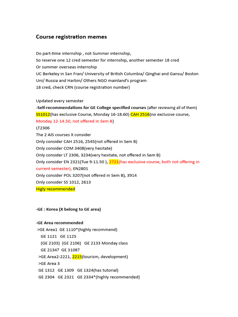 Course Registration Memes | PDF