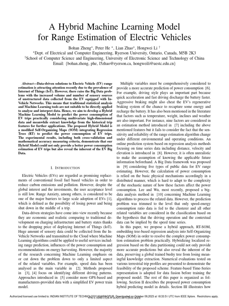 A Hybrid Machine Learning Model For Range Estimation of Electric ...