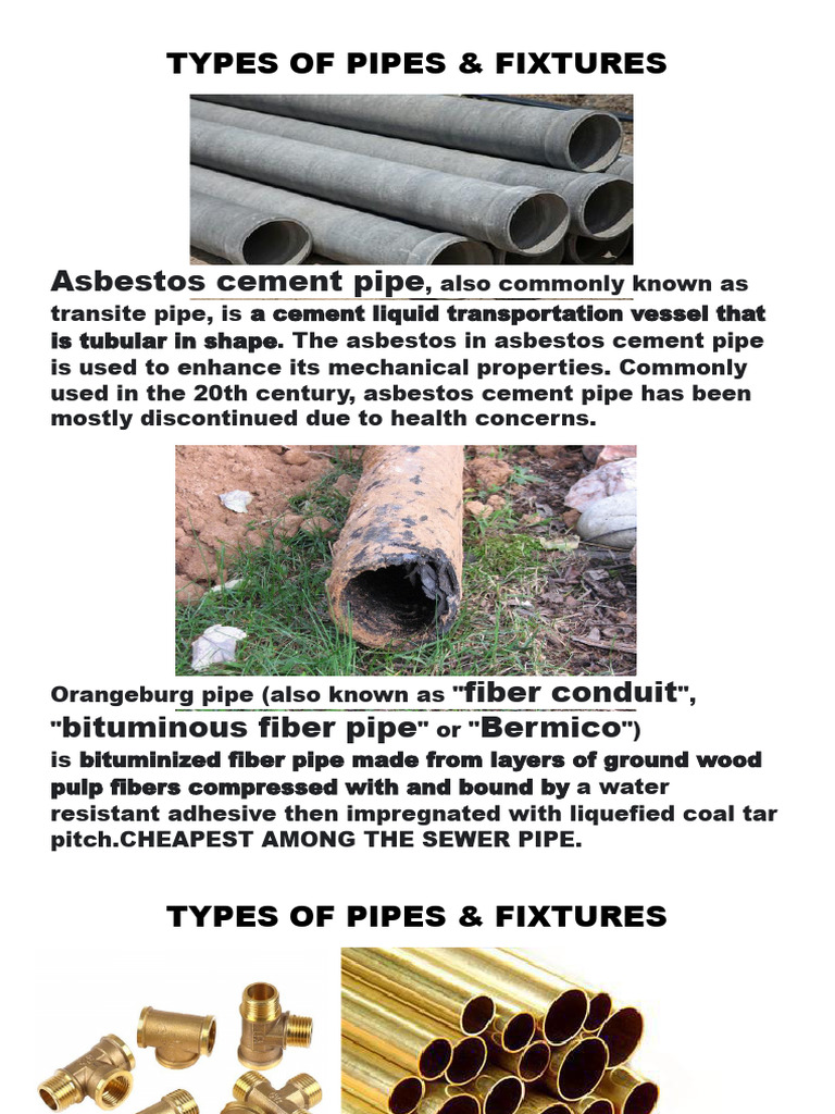 Types of Pipes | PDF | Plumbing | Pipe (Fluid Conveyance)
