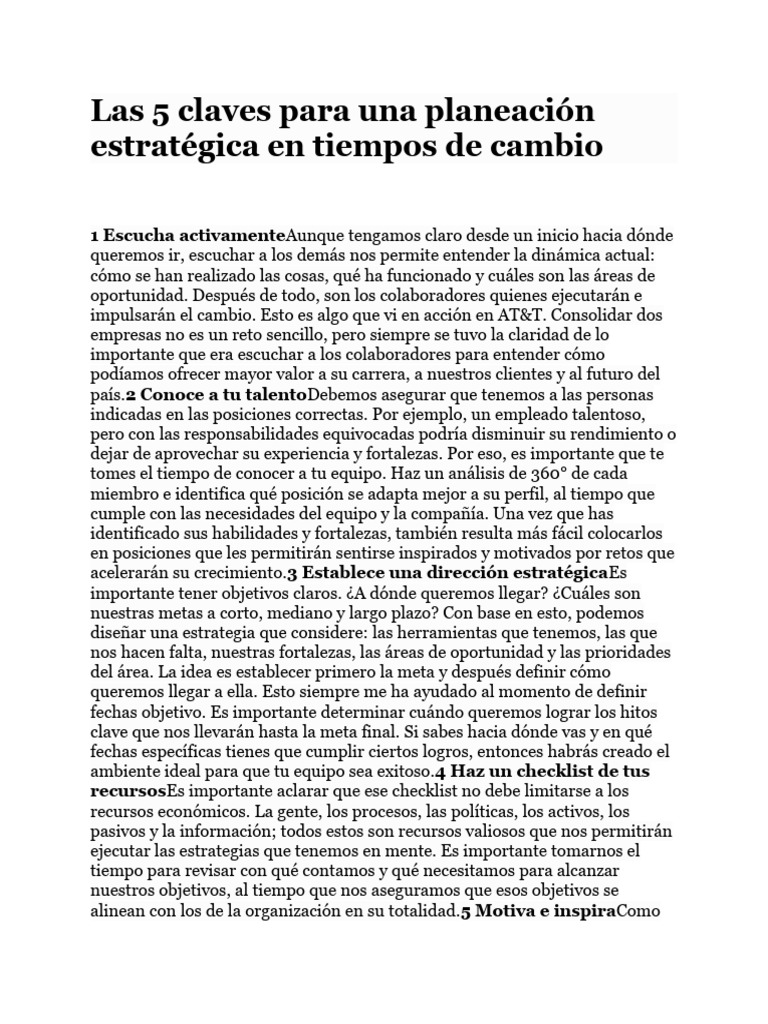 5 Claves para Planeación Estratégica Efectiva | PDF | Corrupción ...