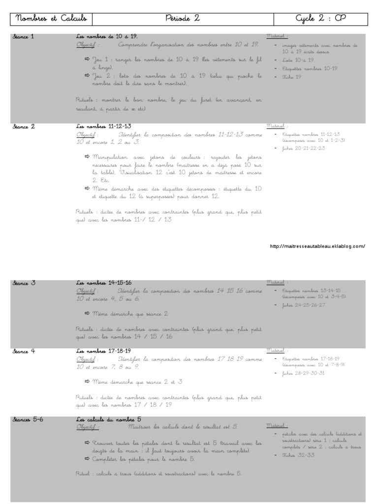 Maths CP Période 2 : Nombres et Calculs | PDF | Échecs | Théorie (échecs)