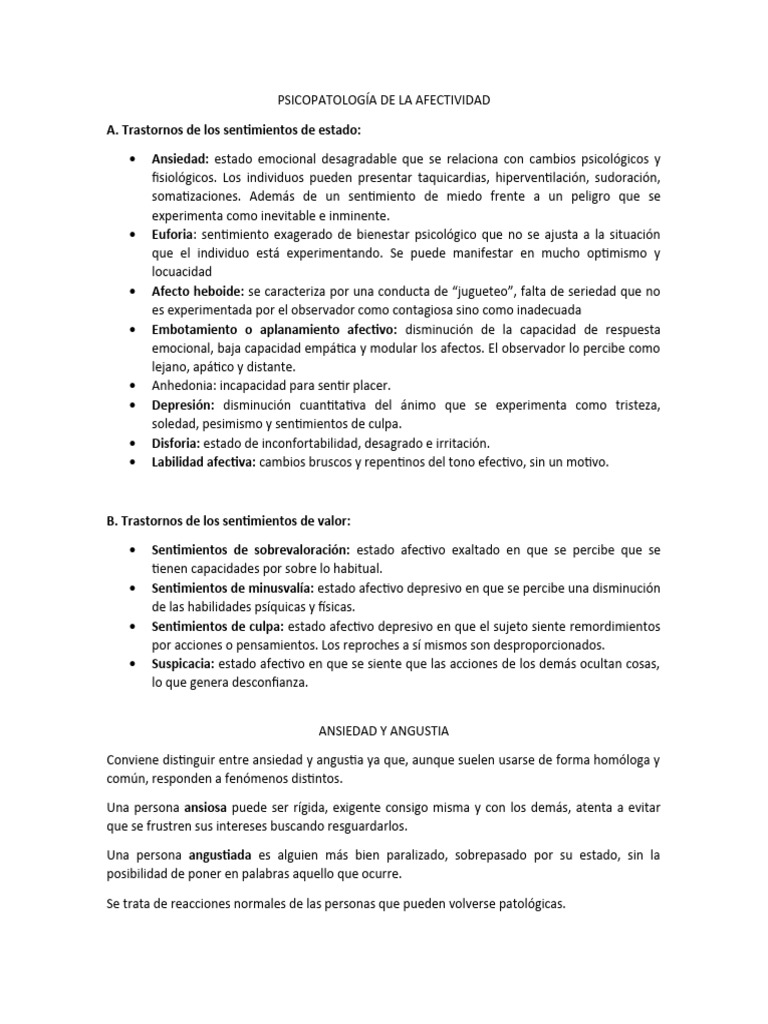 Psicopatología de la Afectividad y Personalidad | PDF | Ansiedad ...