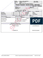 Specimen: Premier Trimestre - Année Scolaire: 2023-2024