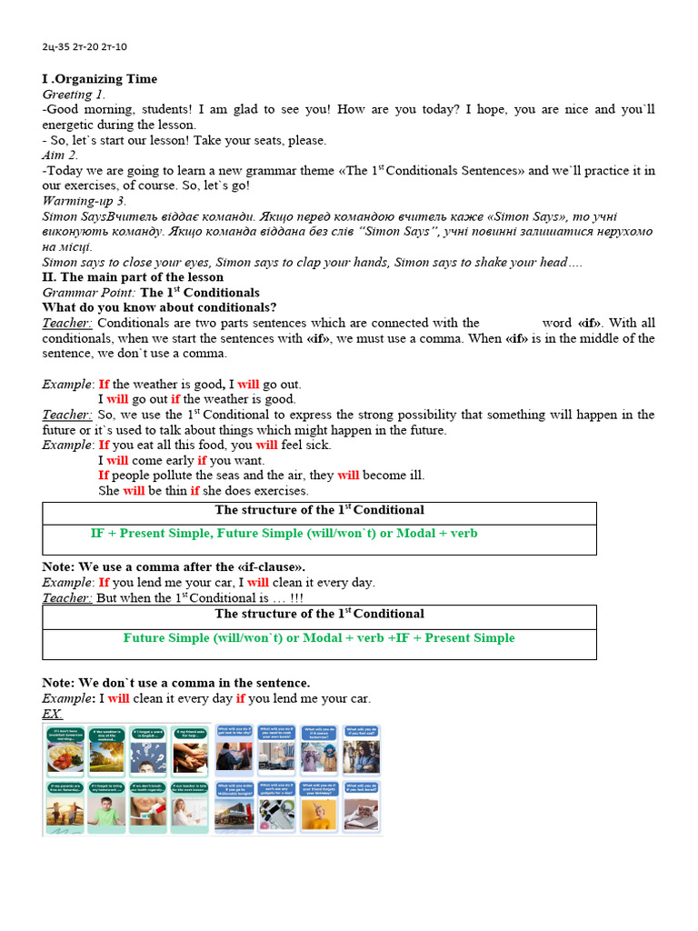Teaching 1st Conditional Grammar Lesson | PDF
