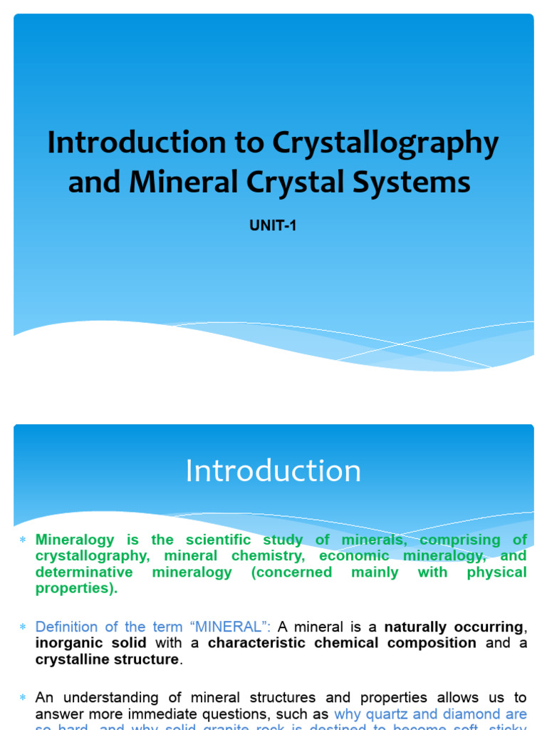 Crystallography Unit 1 | PDF | Crystal Structure | Materials Science