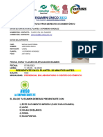 Ficha para Derecho A Examen Único: Preséntate en El Plantel 20 Minutos Antes