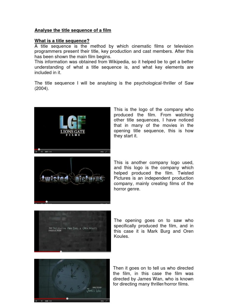 Analyising The Title Sequence | PDF