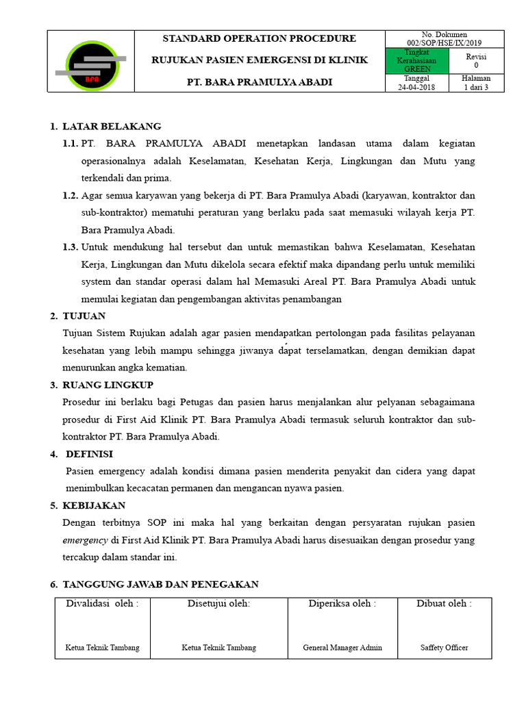 01 Sop Rujukan Pasien | PDF | Teknologi & Rekayasa
