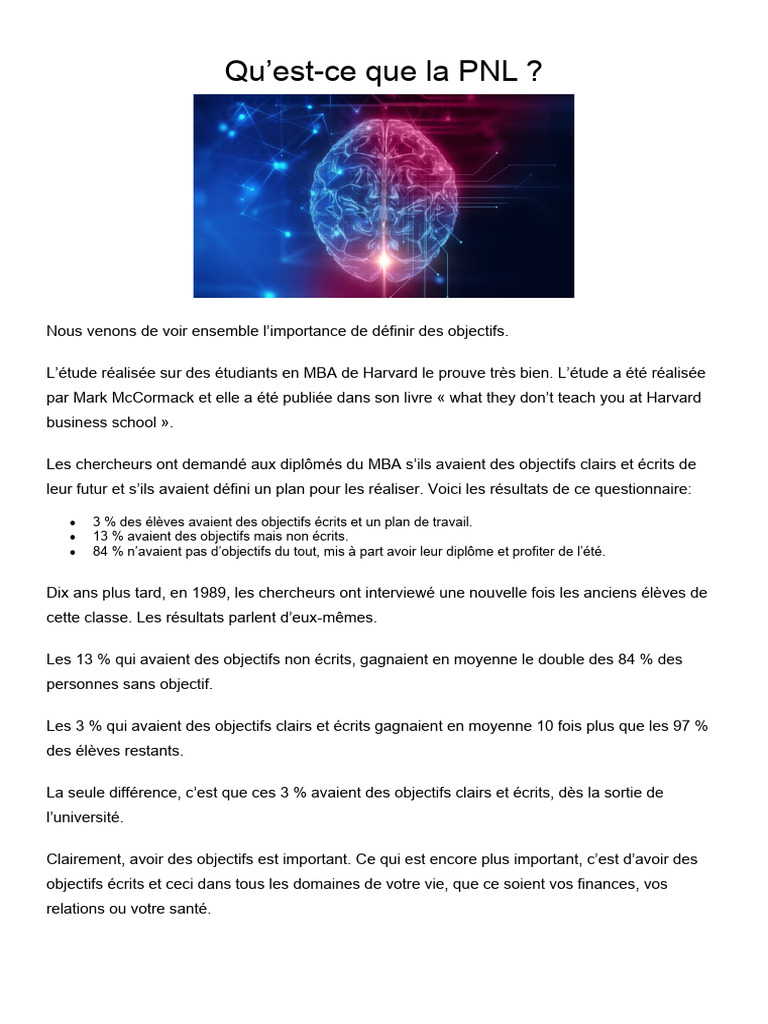 Comprendre la PNL et ses enjeux | PDF | Psychothérapie | Programmation ...