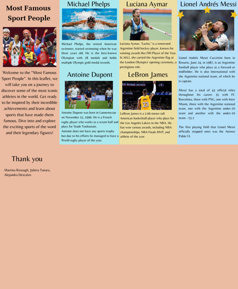 Most Famous Sport People - Leaflet | Download Free PDF | Lionel Messi ...