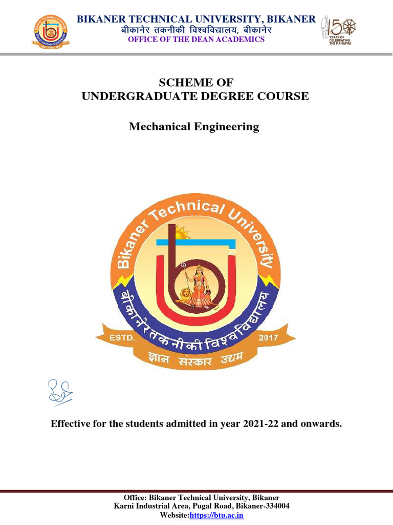 B.Tech Mechanical Engineering Curriculum | PDF | Mechanical Engineering ...