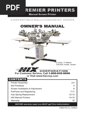 HIX Premier Printer Assembly Guide | PDF | Screw | Manufactured Goods