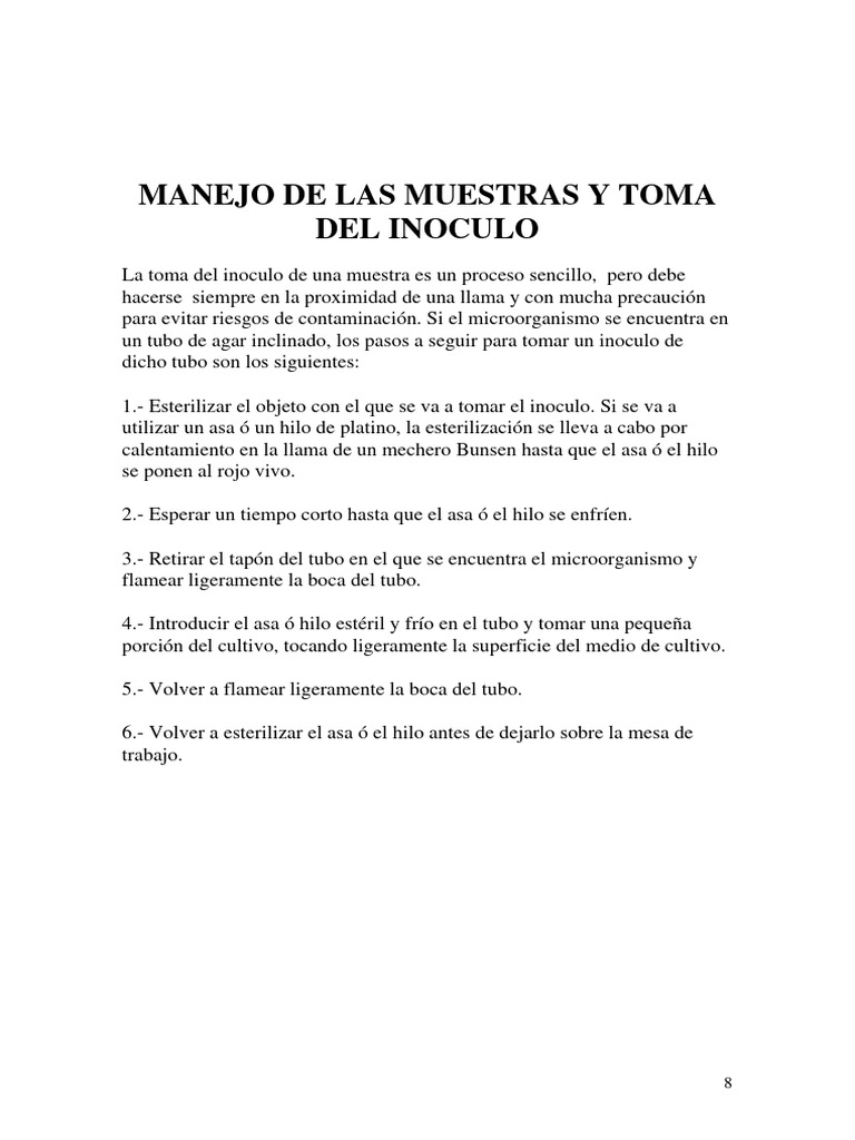 Proceso de Toma de Inóculo Microbiológico | PDF