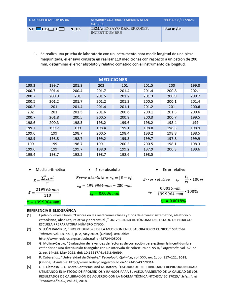SP 03 Cuadrado Alan | PDF | Medición | Incertidumbre