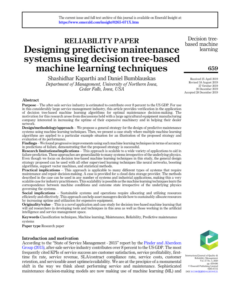 Predictive Maintenance with Decision Trees | PDF | Machine Learning ...