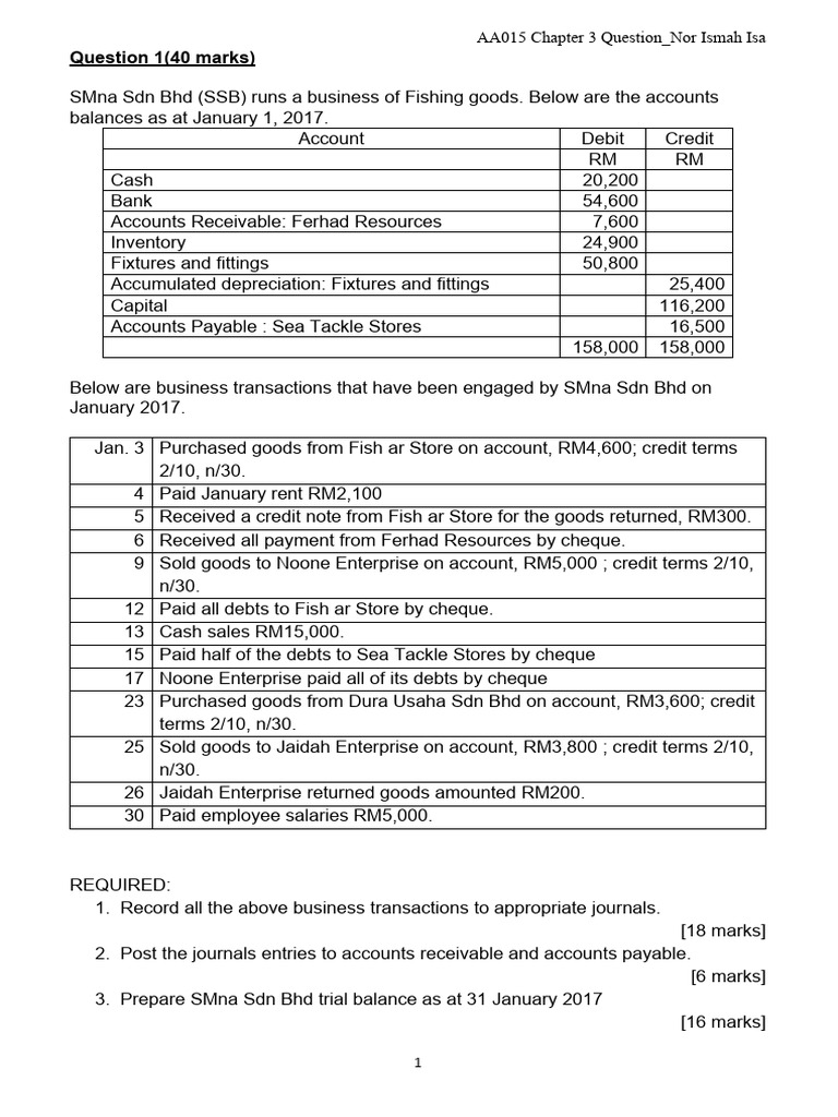 AA015 Chapter 3 Q4 | PDF | Debits And Credits | Cheque