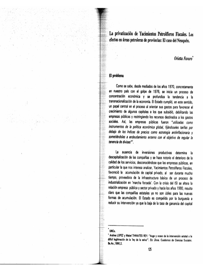 Favaro - La Privatización de YPF | PDF