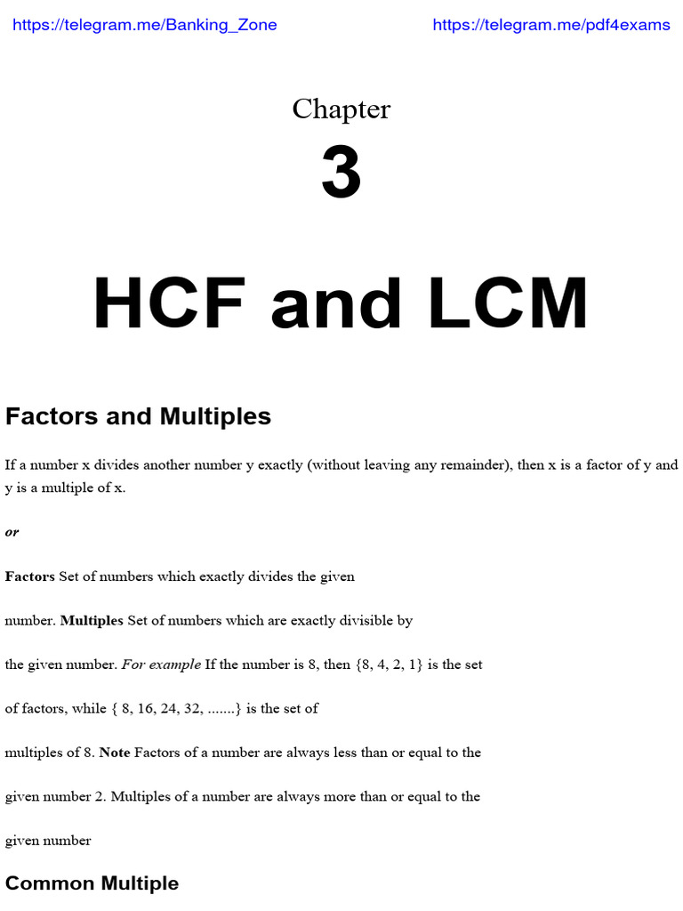 HCF-LCM Chapter 3 | PDF | Factorization | Mathematical Notation