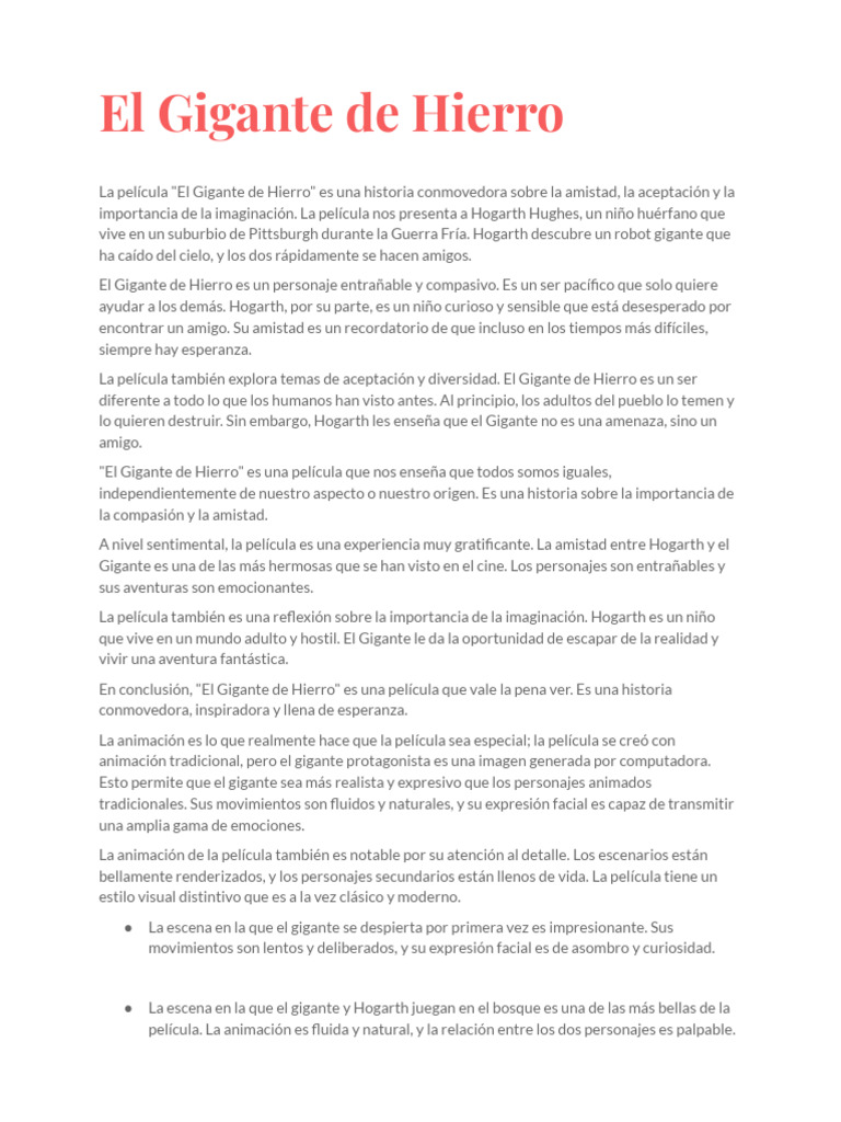 El Gigante de Hierro | PDF | Animación