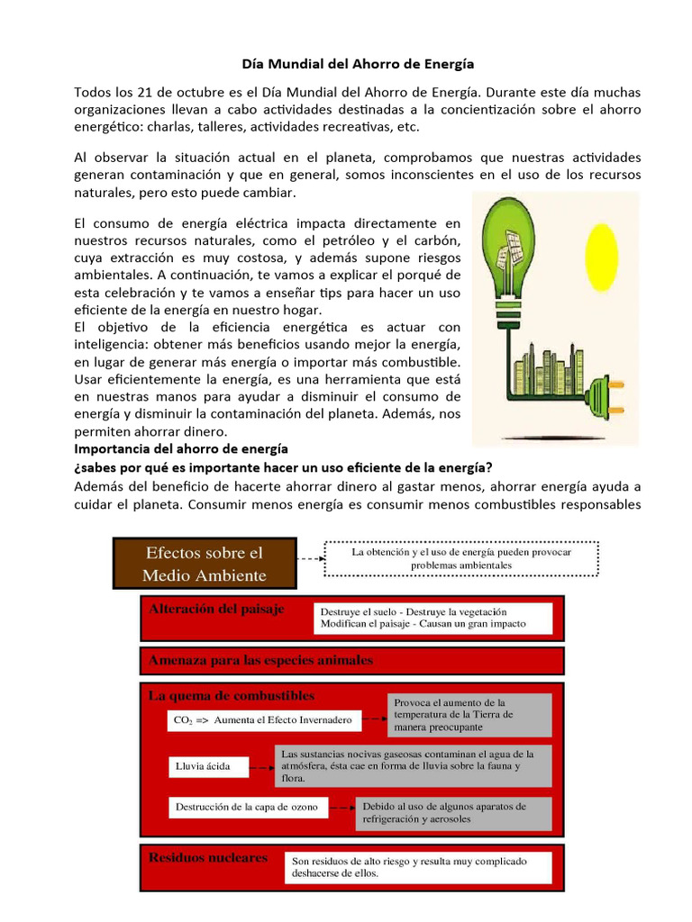 FICHA-Día Del Ahorro de Energía | PDF | Uso eficiente de energía ...