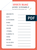 Word Scramble - Year 4 (Unit 1 - Sports Name)