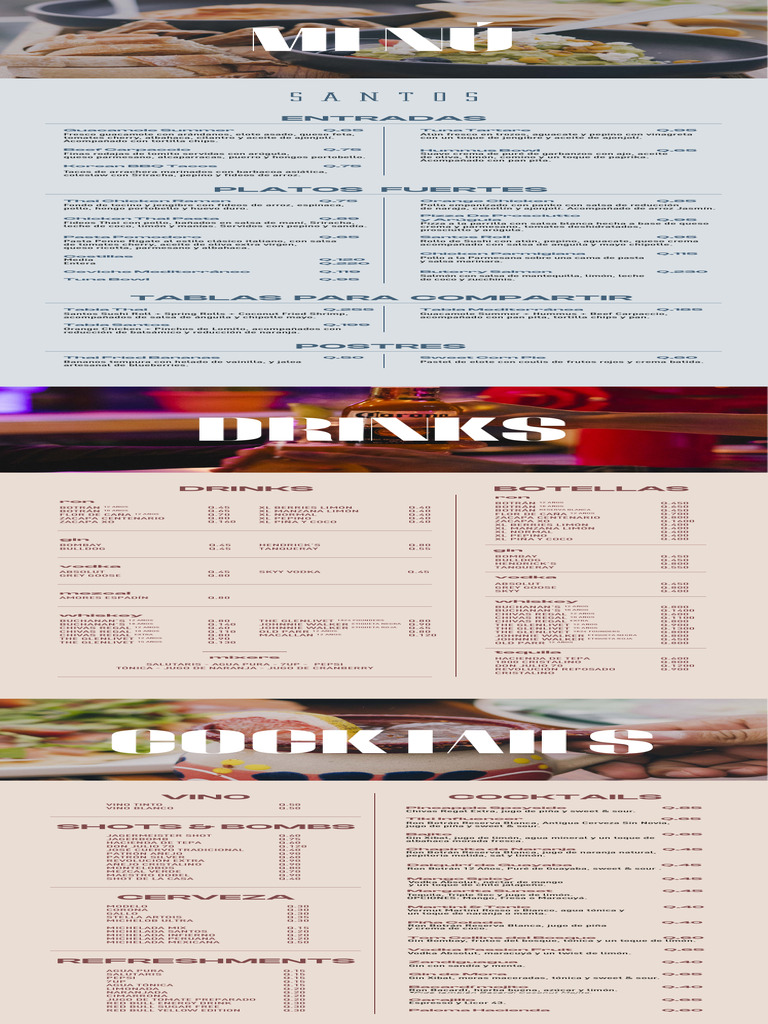 Menu Digital Santos 2023 | PDF | Cocinando | Cocina occidental