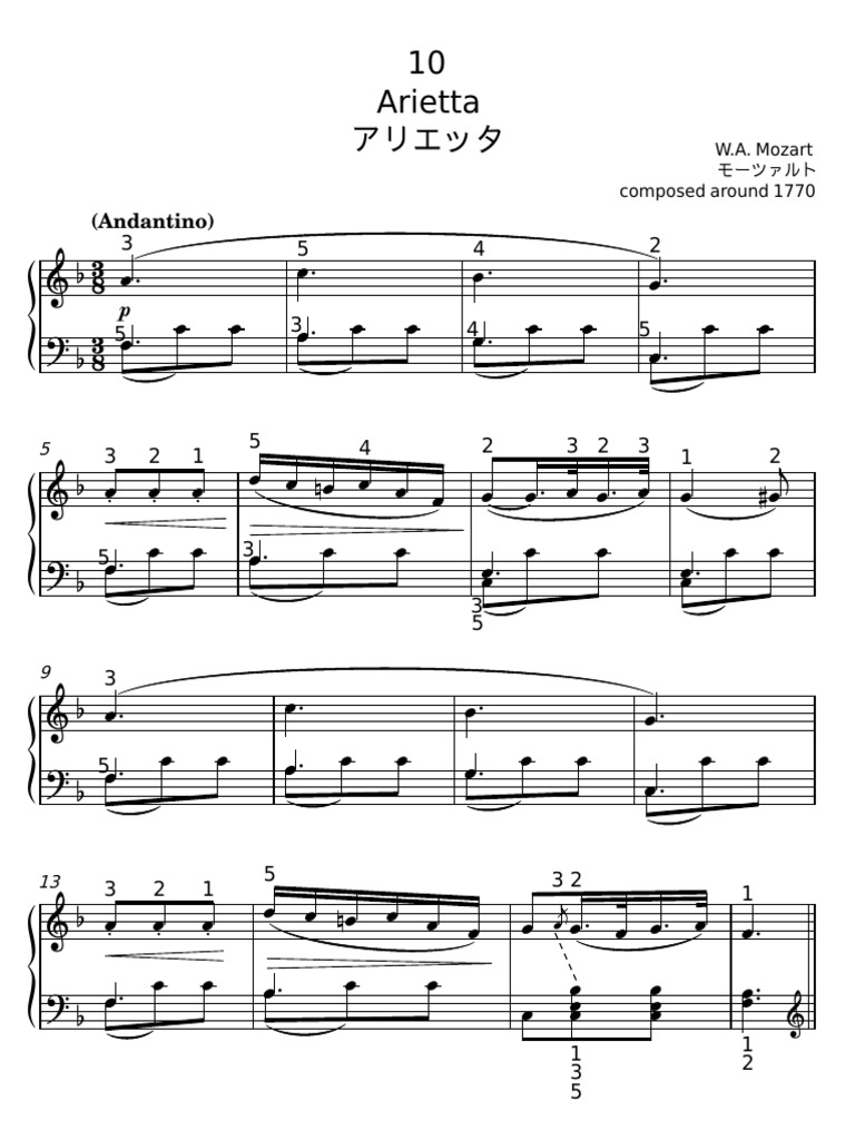 Mozart's Arietta in C Major | PDF | Wolfgang Amadeus Mozart | Mozart Family