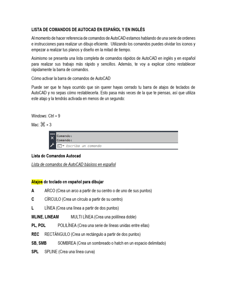Guia de Comandos de AUTOCAD 2 | PDF | Cad automático | Conceptos ...