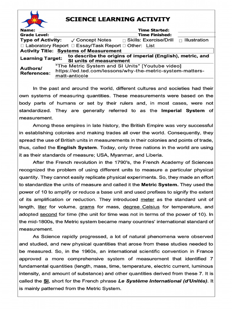 1 4 las systems of measurements pdf