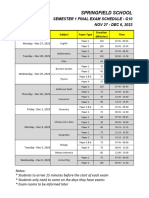 G10 - Sem 1 Final Exam Schedule Springfield