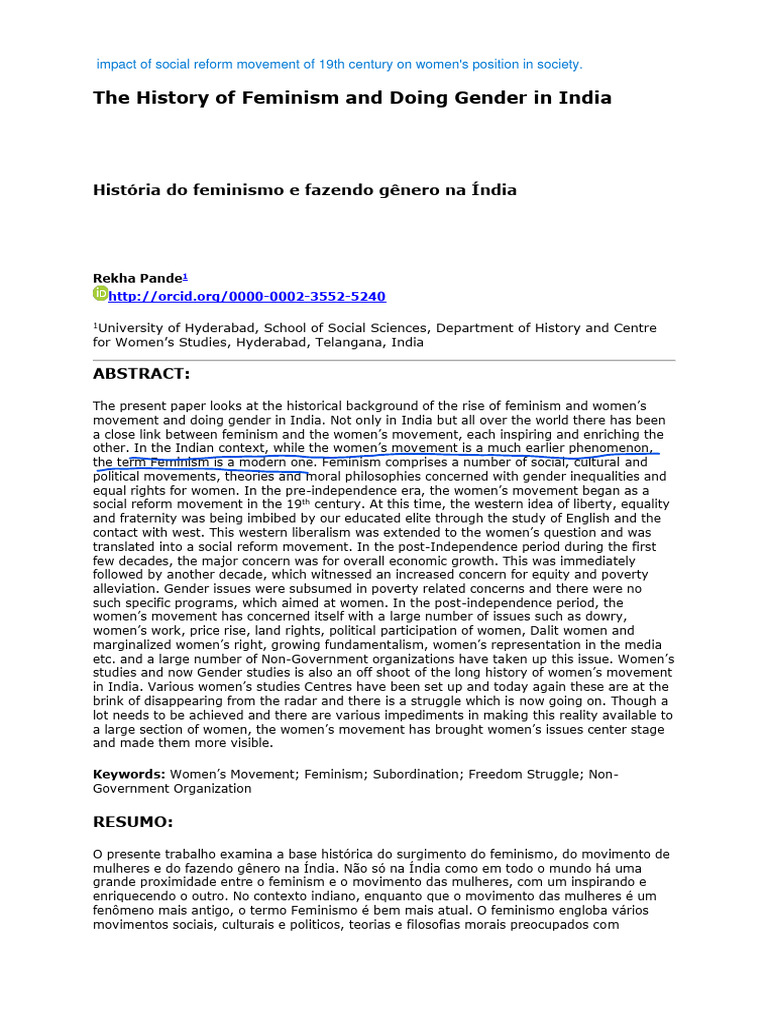 Women's Movement in India | PDF | Feminism | Gender Studies