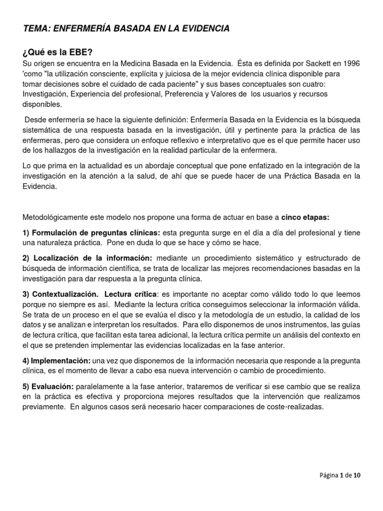 7-Enfermería Basada en La Evidencia | PDF | Hipótesis | Teoría