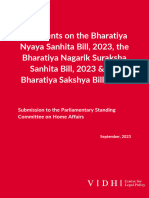 Comments On The Bharatiya Nyaya Sanhita Bill 2023 The Bharatiya Nagrik Suraksha Bill 2023 The Bharatiya Sakshya Bill 2023 2