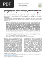 Genetic Dissection of Low Phosphorus Tolerance Related Traits