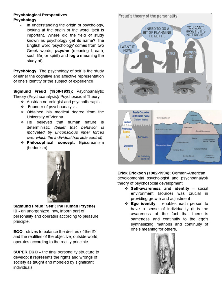 Key Theories in Psychological Perspectives | PDF | Psychology | Id